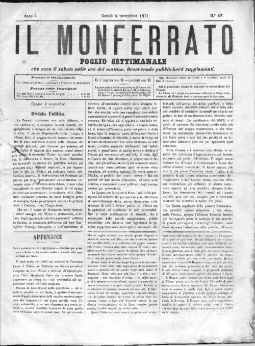 Il Monferrato - Edizione 17 del 04/11/1871